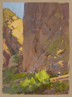 „Echoes in The Canyon“ – Zeitgenössisches Gouache-Gemälde eines Canyons in Nevada, 2023