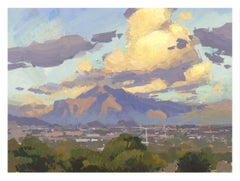 "Phoenix Rising" - Dipinto contemporaneo a guazzo raffigurante il deserto di Scottsdale, 2022
