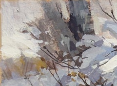 "Whisper Fall" - Contemporary Colorado Snow Landscape Gouache Painting, 2024