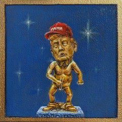 "House of Sticks" - Contemporary Gold Figure Oil Painting, 2026