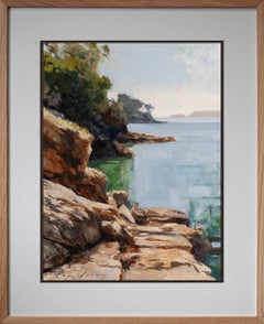 "Summer Rocks and Sea Plein Air" - Pittura a olio contemporanea di soggetti costieri, 2026