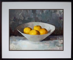 "Quiet Lemons" - Contemporary Lemons in a Bowl Still Life Oil Painting, 2026