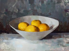 "Quiet Lemons" - Contemporary Lemons in a Bowl Still Life Oil Painting, 2026