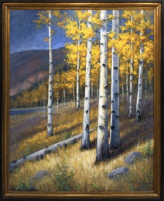 "I guardiani della montagna" - Dipinto a olio contemporaneo raffigurante un paesaggio di Aspen, 2026