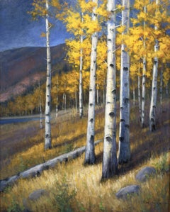 "I guardiani della montagna" - Dipinto a olio contemporaneo raffigurante un paesaggio di Aspen, 2026