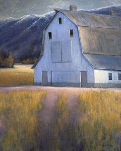 "The Watchman" - Dipinto a olio contemporaneo raffigurante un paesaggio di White Barn Mountain, 2026