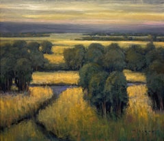 « Open View » - Peinture à l'huile contemporaine représentant un paysage de vallée, 2025