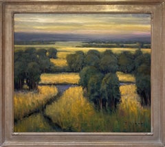 « Open View » - Peinture à l'huile contemporaine représentant un paysage de vallée, 2025