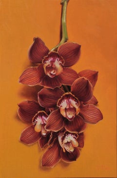 „Cymbidium-Orchideen“ – Realistisches Stillleben in Öl, 2020