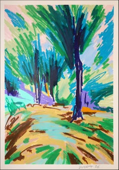 Afternoon in Riverbed, Expressionist Landscape, Modern Gestual, Earth Tones