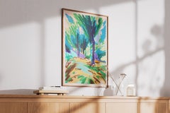 Afternoon in Riverbed, Expressionist Landscape, Modern Gestual, Earth Tones