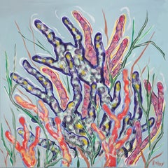 Caribbean Corals, Naturalistic Painting on Canvas, Biomorphic Art, Branches