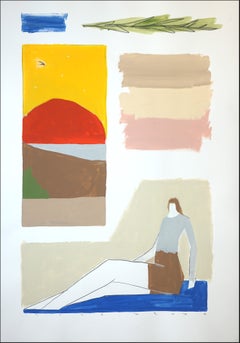 Paisaje estadounidense, pintura surrealista, figura humana, estilo moderno sobre papel, 2026