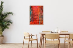 Red Codec, Pintura abstracta, Capas azules y amarillas, Pintura acrílica sobre papel