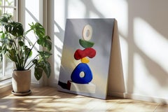 Modernistisches Primär-Totem, kinetischer Stil, skulpturales Design, Gemälde auf Leinwand