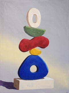 Modernist Primary Totem, Kinetic Style, Sculptural Design Painting on Canvas