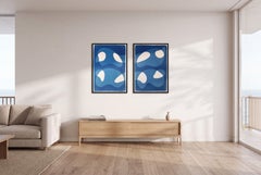 „Our Perfect Union“, Diptychon „Blue Tones Organic Shapes“, einzigartige Cyanotypie, Papier