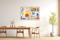 „Sweet Harmony“, amerikanisches modernes Diptychon, Körperfiguren vs. Landschaft auf Papier, 2026