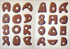 Terra Cotta Forms, Geometric Hieroglyphs, Paleo Tools, Modern Diptych, Icons