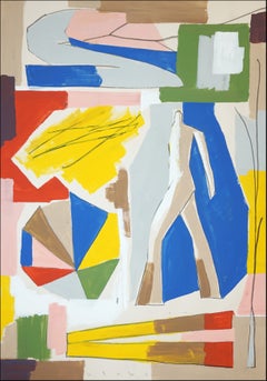 „Do I Do“, abstrakte Körperfiguren in Primärfarben, moderne Malerei auf Papier, 2026