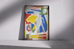 „Do I Do“, abstrakte Körperfiguren in Primärfarben, moderne Malerei auf Papier, 2026