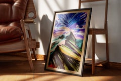 Bewölkte Berggipfel, expressionistische Landschaft, kraftvolle Pinselstriche, Erdtöne