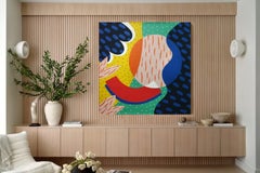 Abstract Fiesta VIII, Modern Design, Playful Cactus, Urban Painting on Canvas