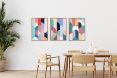 Dezentes Schwingen, lebhafte Farbpalette, Art-Déco-Triptychon, organisch-geometrische Muster, 2026