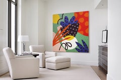 « Abstract Fiesta VI », peinture moderne, végétation urbaine, design original sur toile