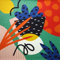 « Abstract Fiesta VI », peinture moderne, végétation urbaine, design original sur toile