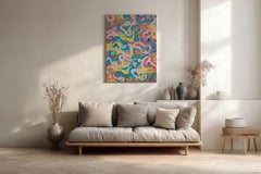 Live Sea, Colorful Seascape, School of Fish Patterns, Acrylic Paint on Canvas