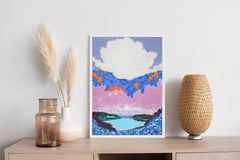 Unchanged Light, Impressionist Landscape in Violet Tones, Lake View in Violet
