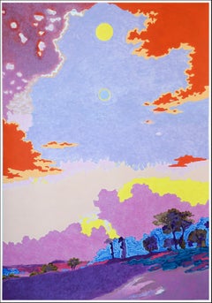 Vital Equinox, Impressionist Landscape, Violet and Red Sky, Surreal Sunset, 2026