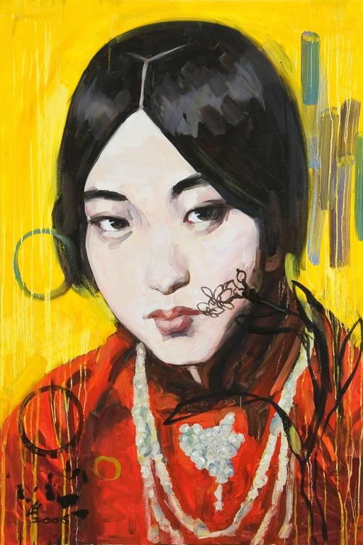 Hung Liu Figurative Painting - Narcissus IV (Yellow)
