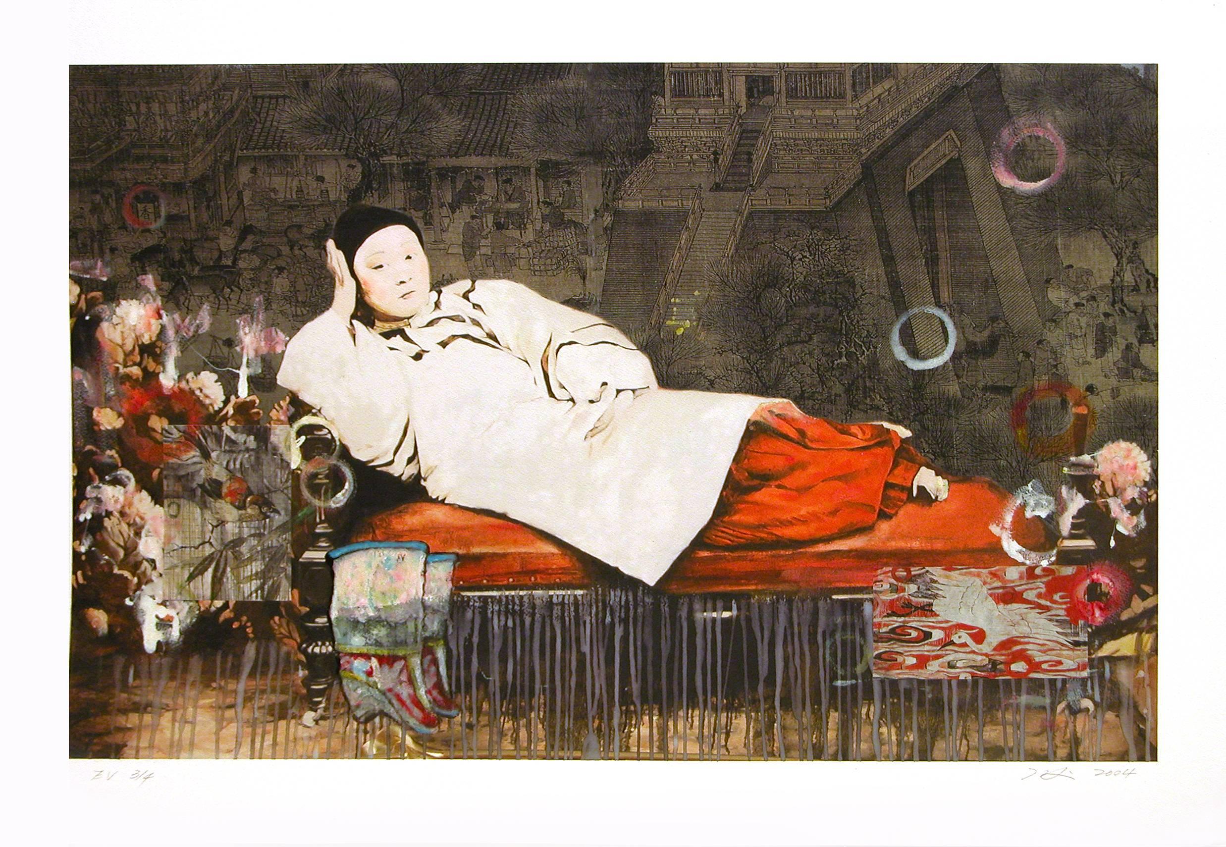 Hung Liu Figurative Print - Olympia