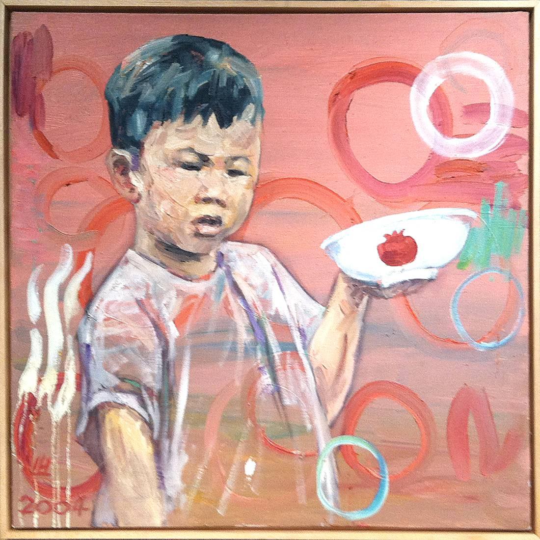 Hung Liu Figurative Painting - Pomegranate Bowl