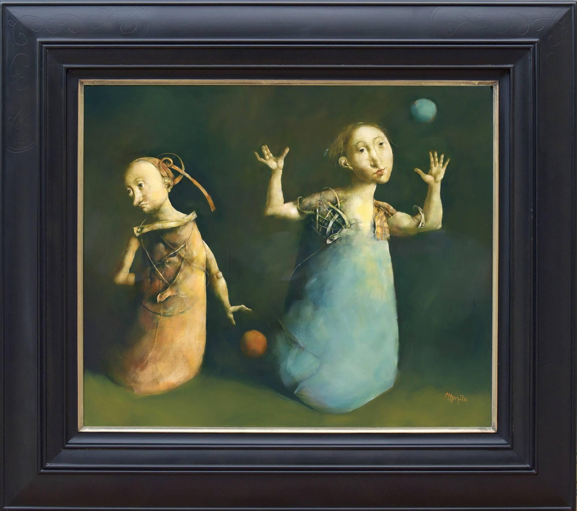 Georges Mazilu Figurative Painting - Les deux ballons