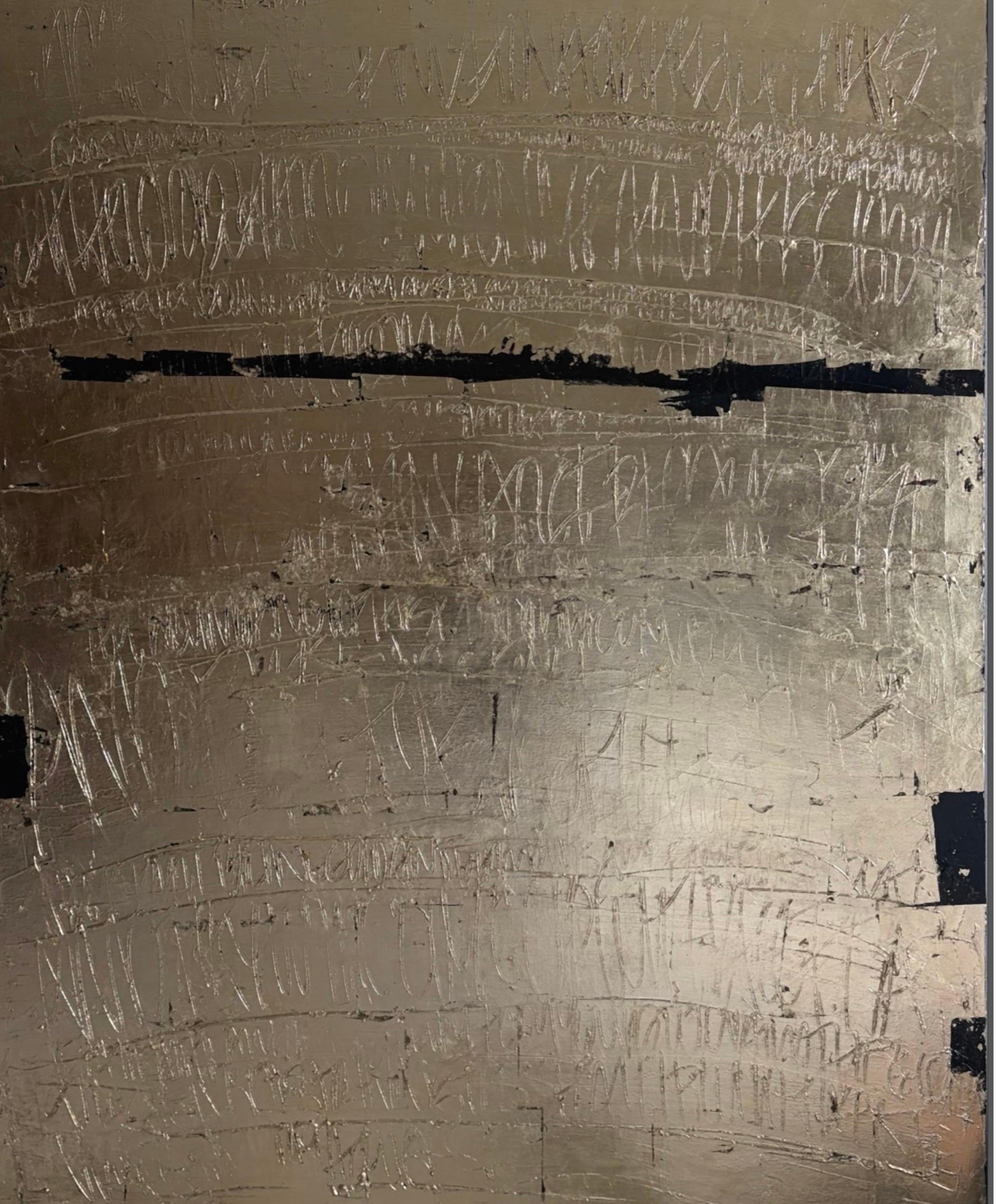 Addison Jones Abstract Painting - Gold Leaf Painting, Abstract Gold Painting, 48x60 Inches