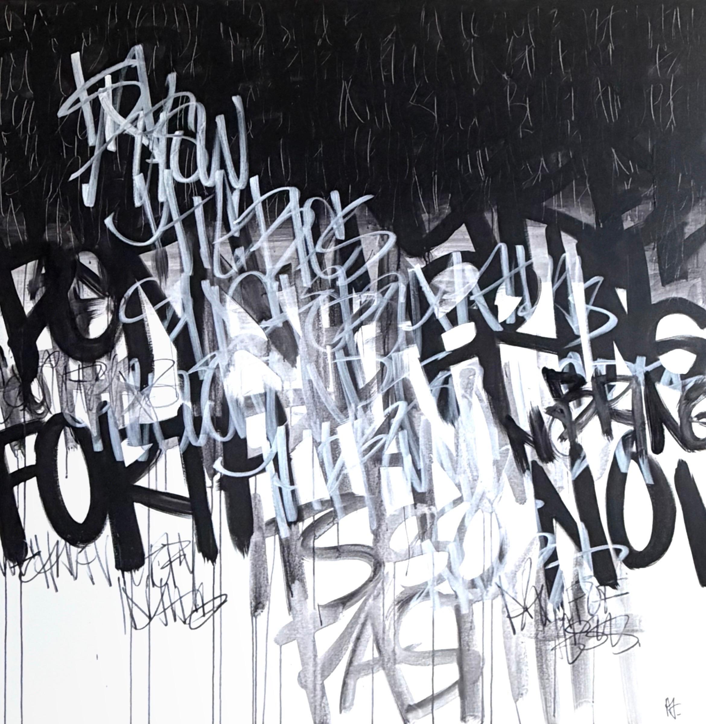 Black and white artwork, contemporary art, grafitti art