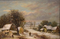 Ölgemälde von William Stone „Eine Winterszene in der Nähe von Worcester“