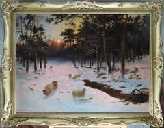 Oil Painting, "Sheep in a Winter's Dawn" by Daniel Sherrin