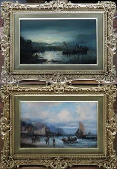 Pair of Oil Paintings, "A Medway Moonlight" By William Anslow Thornley