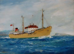 Oil Painting, "Alfred Everhard approaching Inverleith Rock" By Frank Henry Mason