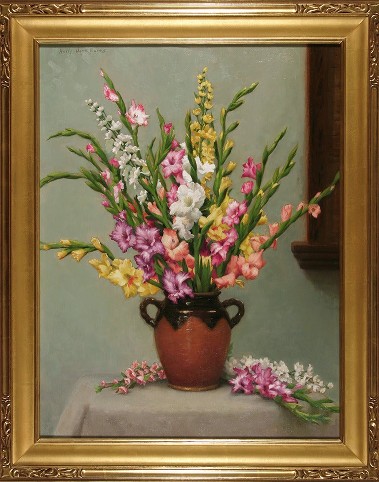 Gladiolus and Delphinium - Painting by Holly Hope Banks