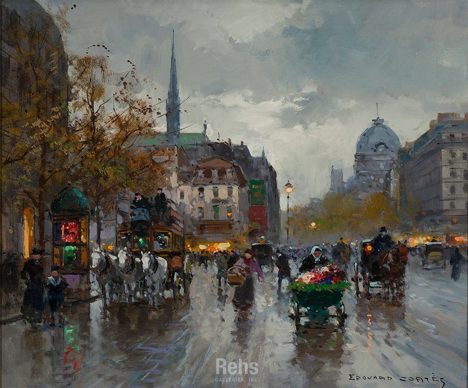 Édouard Leon Cortès Figurative Painting - Place St. Michel