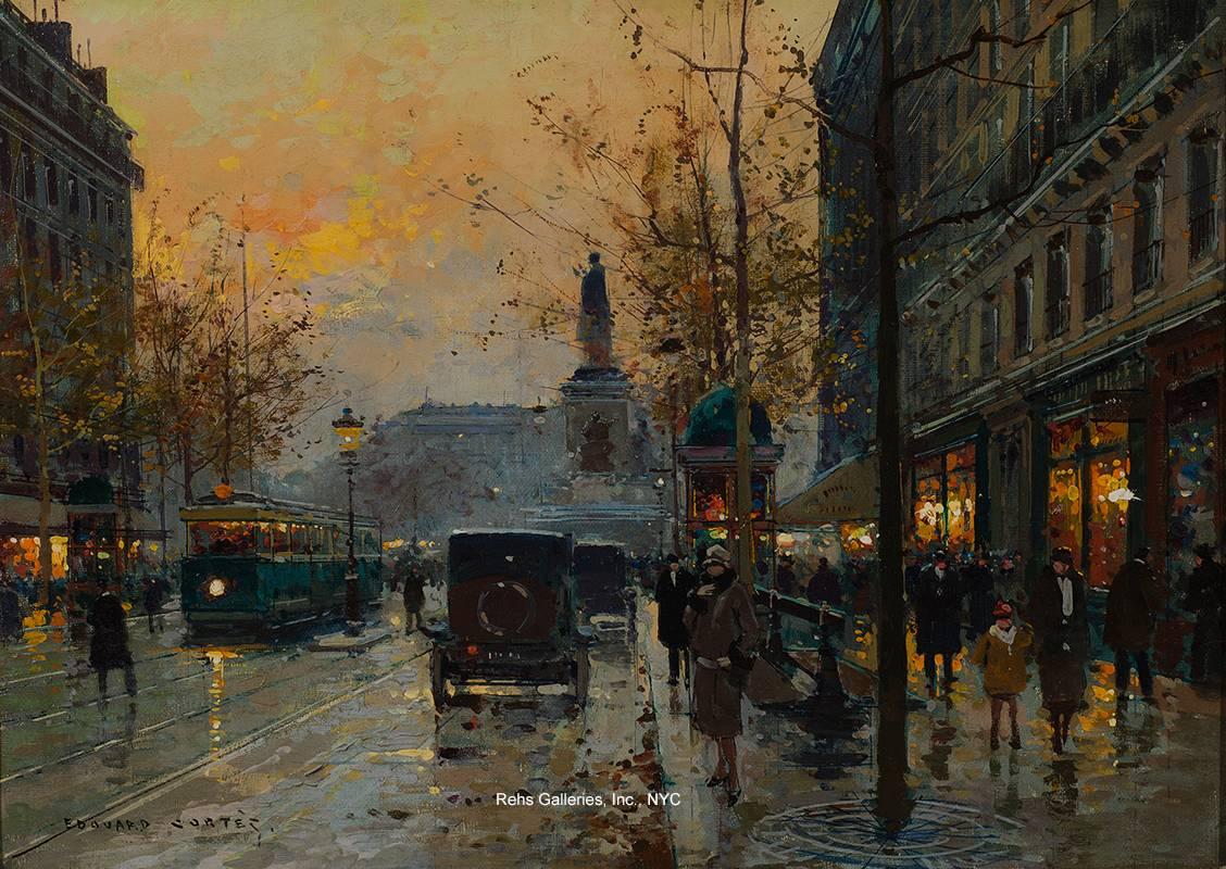 Édouard Leon Cortès Figurative Painting - Place de la Republique