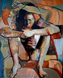 «Constraints». Pintura al óleo, figurativa contemporánea, década de 2010, con textura