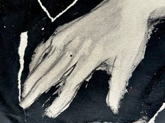 Gestures black tones, monochrome female dancer birds charcoal collage