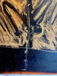 Bat Skeleton, oil painting anatomical, black, metallic gold