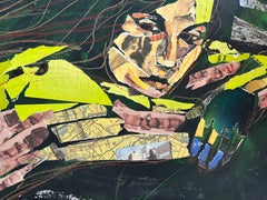 « Green Repose », figures féminines avec, au centre, une femme en lingerie sur des cartes en papier réalisées à l'aide de techniques mixtes